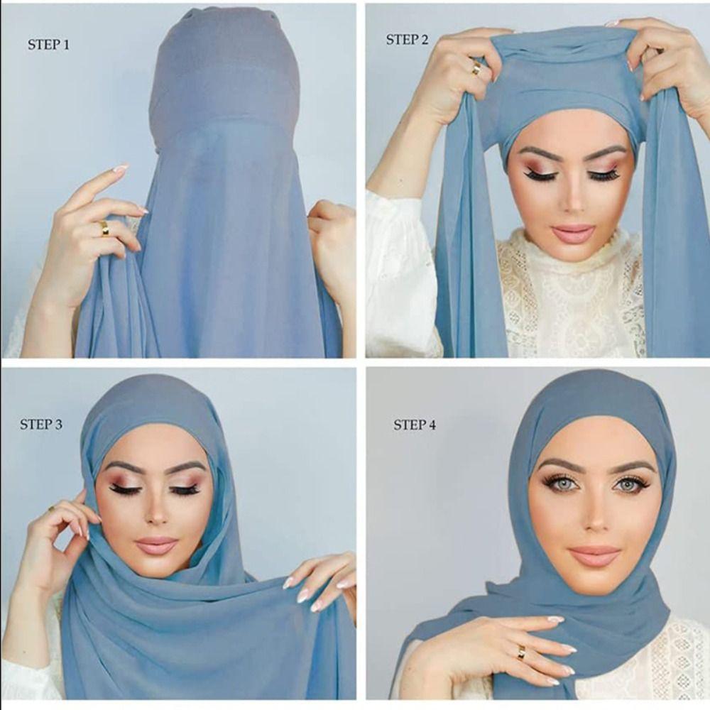 Chiffon Chiffon Shawl 175*70cm Head Scarf Easy Wear Headwrap Turbante  Cultural Wear