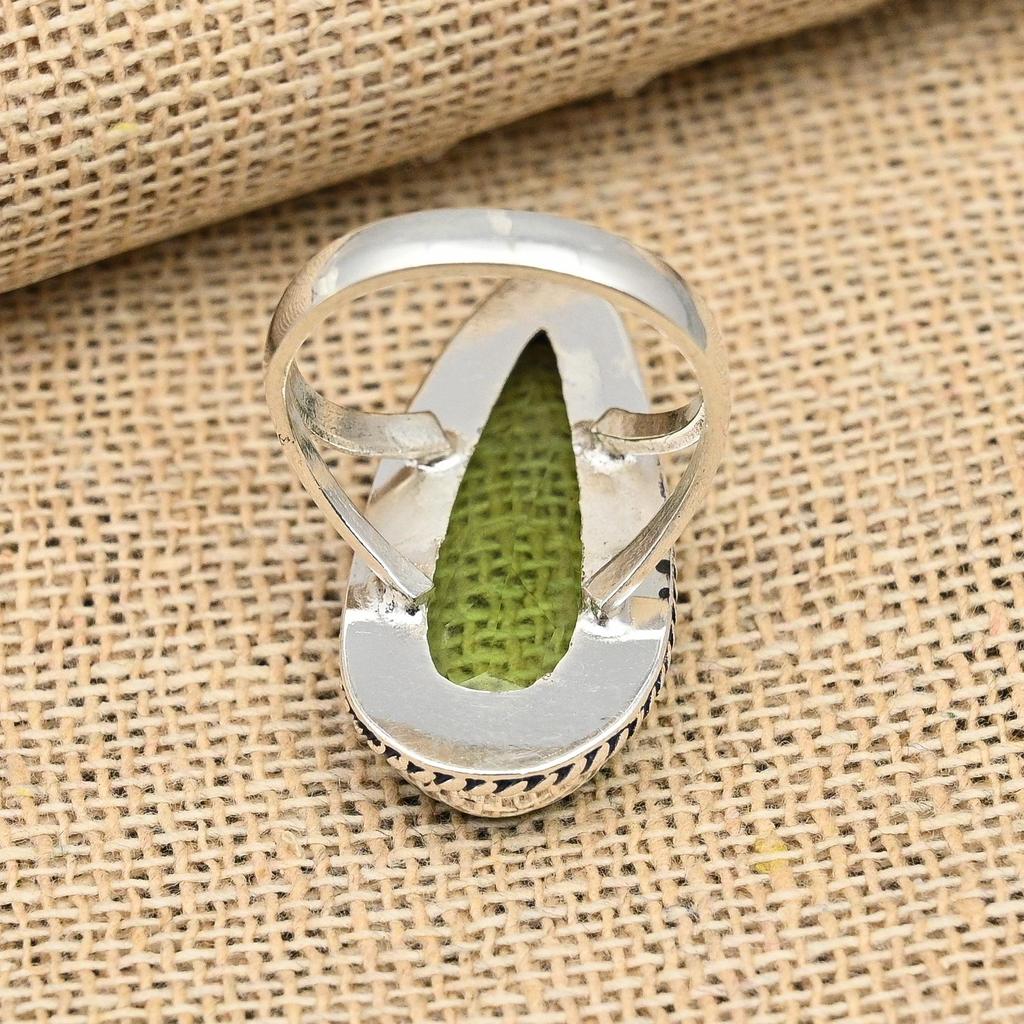 Green Amethyst Gemstone 925 Sterling Silver Handmade Ring Jewelry Beauteous Gift For Her