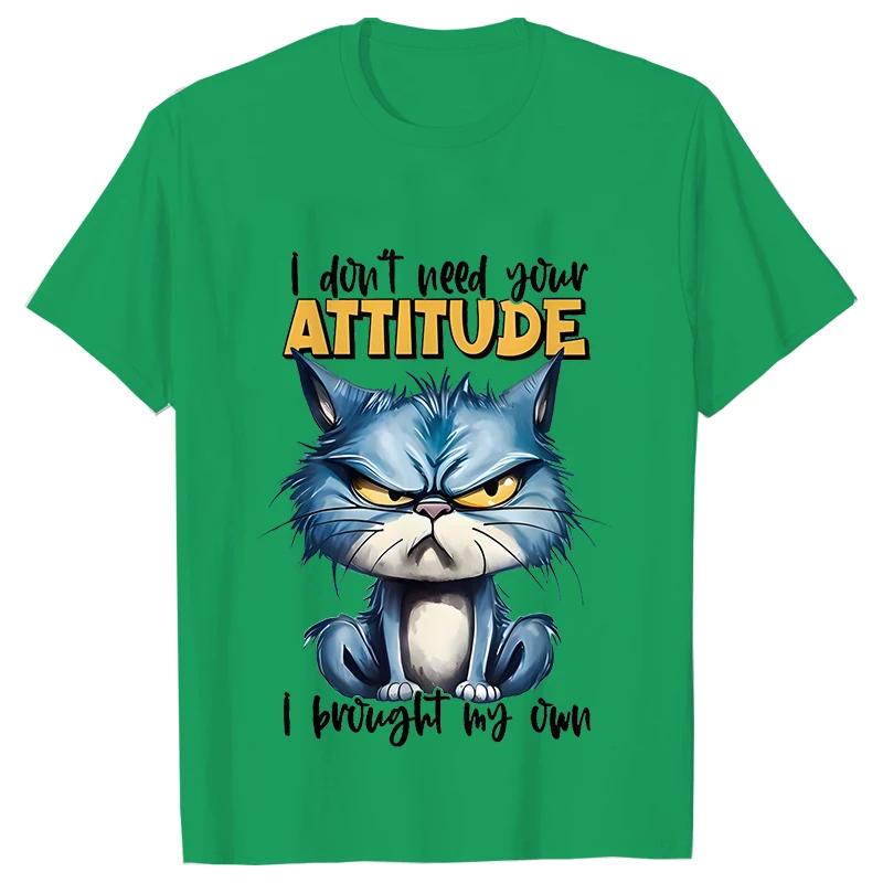 Funny Cat Sarcastic Antisocial Attitude Print Tshirts for Women Angry Cat Tshirts Not Today Introvert Female Tee Shirts Femme