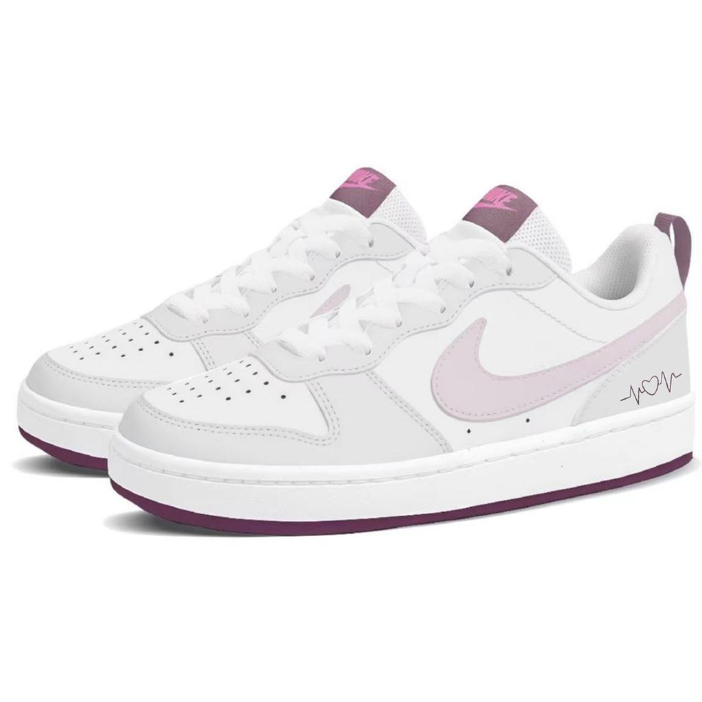 Nike Court Borough 2 Leather Abrasion Resistant Slip Resistant Low top Skateboard Shoes Women's Pink BQ5448-015(Team2096-SBOX)