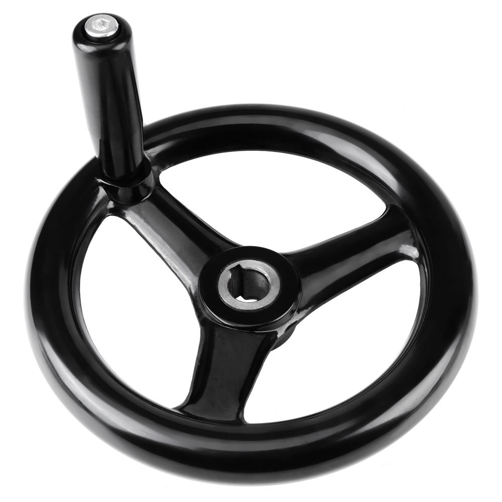 Freze Makinesi için Döner Saplı 1 adet Siyah 3 kollu Plastik El Çarkı