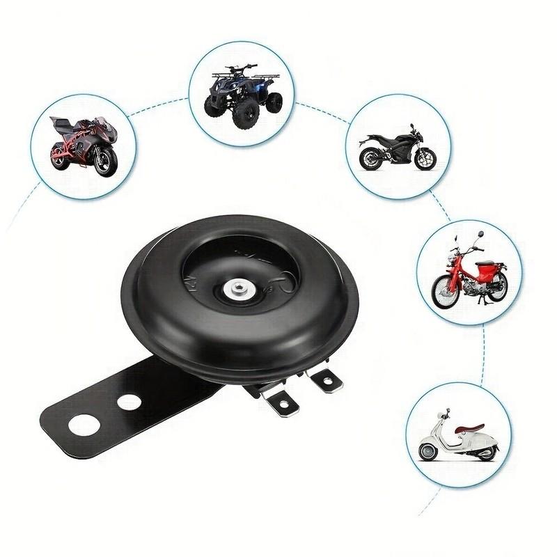 Universal Motorcycle Electric 12V 1.5A/48V 60V 72V 0.2A Round Black Basin Air Horn Motorbike Loud Disc Speaker 105dB,Pack of 1