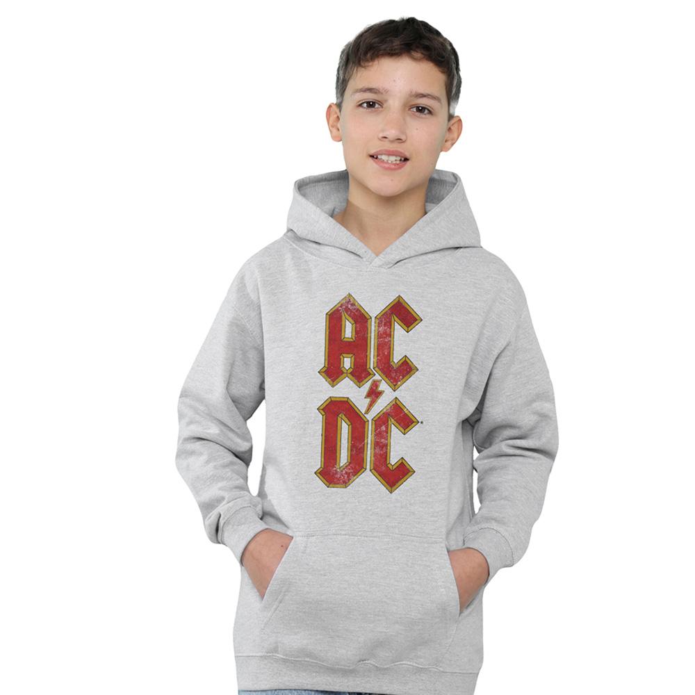 AC/DC Childrens/Kids Stacked Logo Heather Hoodie