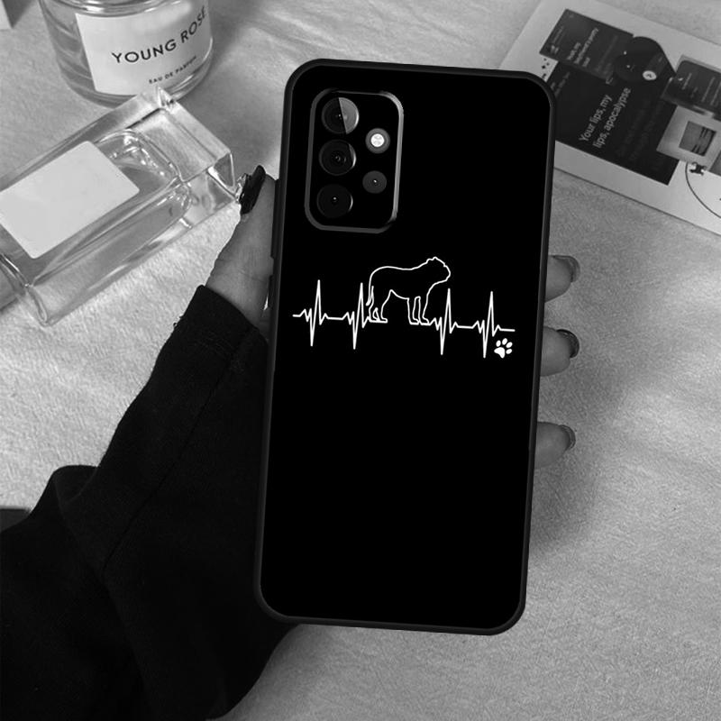 English Bulldog Herzschlag Hülle Für Samsung Galaxy A13 A23 A33 A53 A17 A06 A16 A56 A36 A54 A34 A14 A52 A32 A15 A35 A55