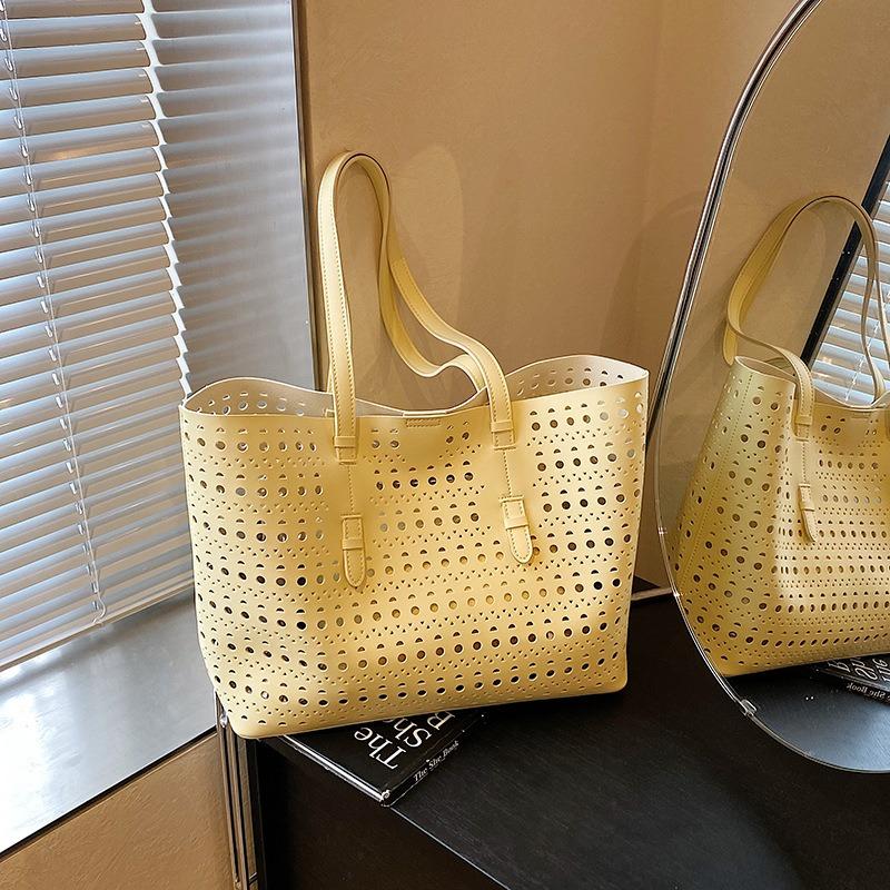 

Сумка-хобо большой вместимости для通勤, женская новая модная универсальная сумка через плечо для работы, портативная сумка-тоут жёлтый