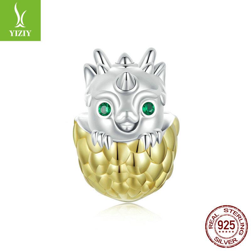 Silver Ziyun Dragon Egg DIY Beaded Bracelet, S925 Sterling Silver, New Year's National Trend Style.