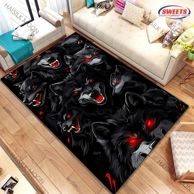 Dark Night Wolf Cluster Print Rugs Non-Slip Carpet Large Sizes Area Rugs Door Mats for Bedroom Living Room Gaming Room Mats GIFT