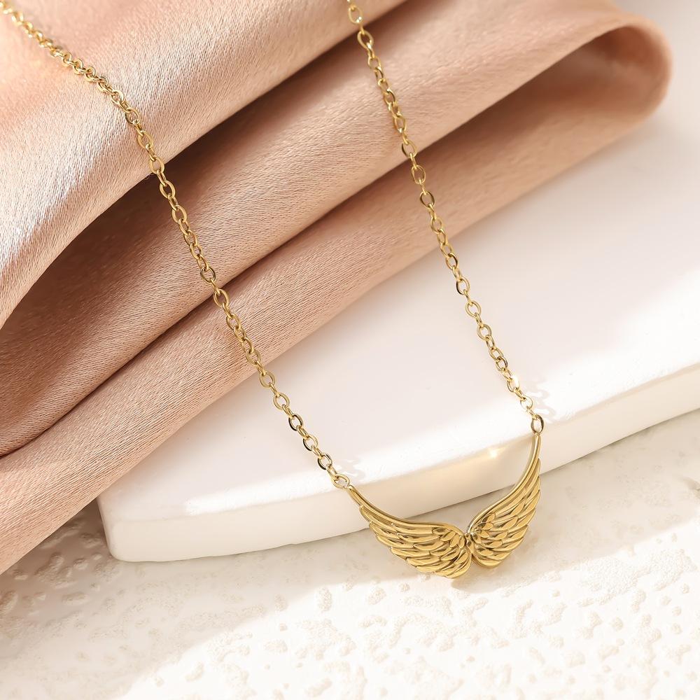 Angel Wing Pendant Necklace, Gold & Silver Plated Delicate Chain for Women