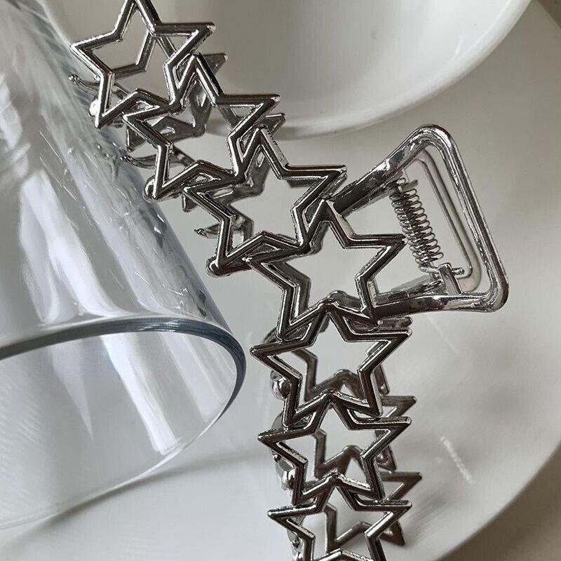Large Metal Star Hair Claw Clip Irregular Hairpins Punk Style Silver Hair Claw&