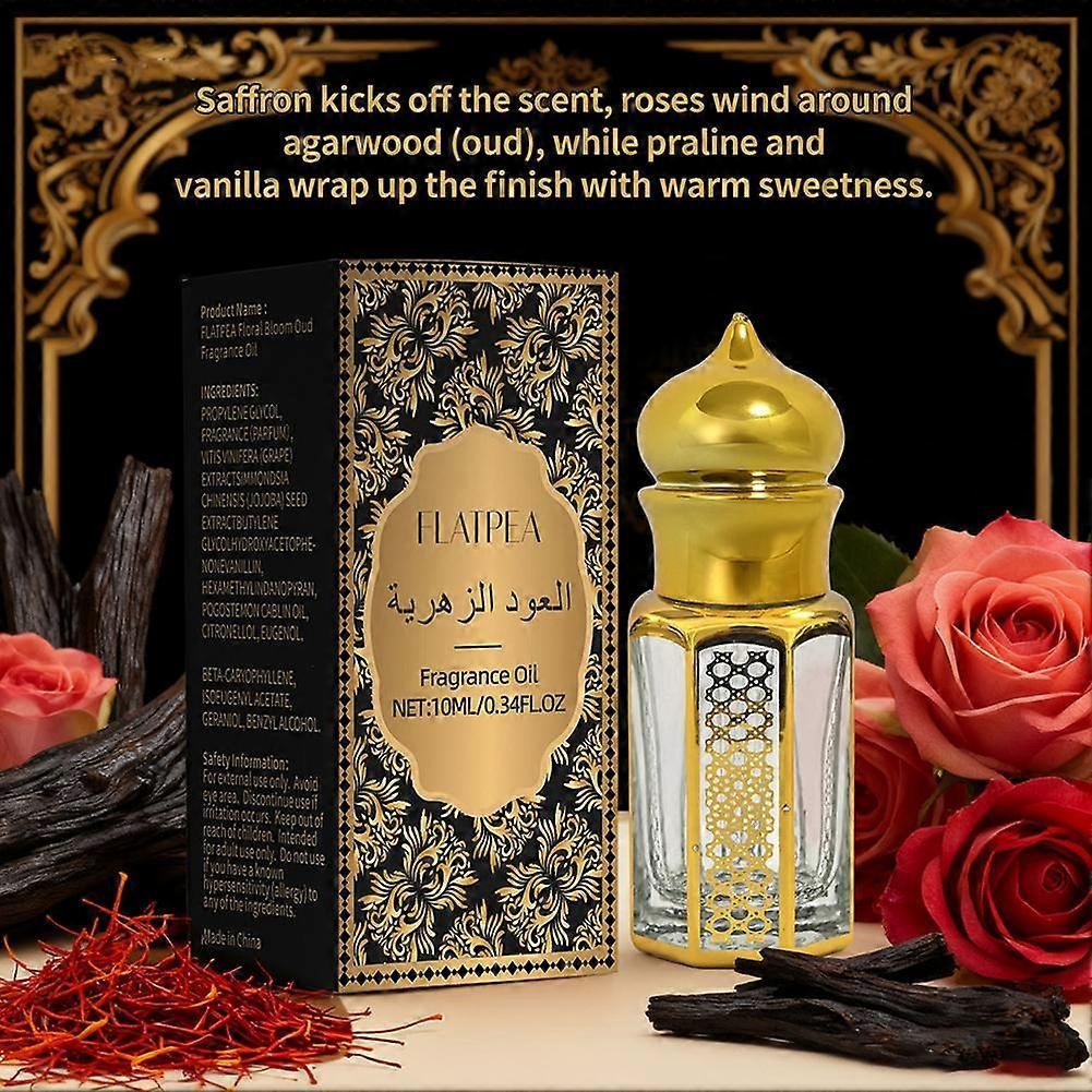 FLATPEA Floral Bloom Oud Perfume Oil 10ml Long Lasting Unisex Fragrance