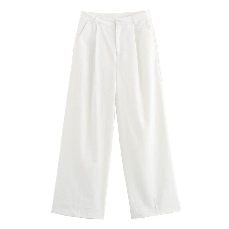 Fashion Style Autumn New Women's Clothing Linen Blend Sleeveless V-neck Vest High Waist Pants 2010765