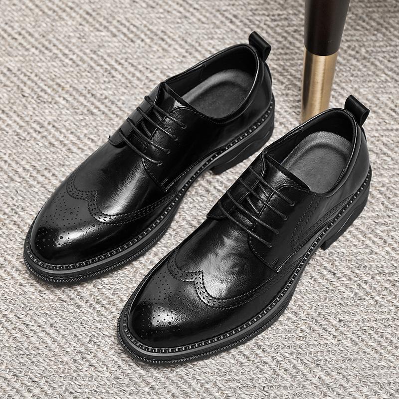 Fashion Men oxfords Shoes lace up Business Leather Shoes outdoor Fashion Casual Shoes Men Black wedding party Comfortable Men'shoes