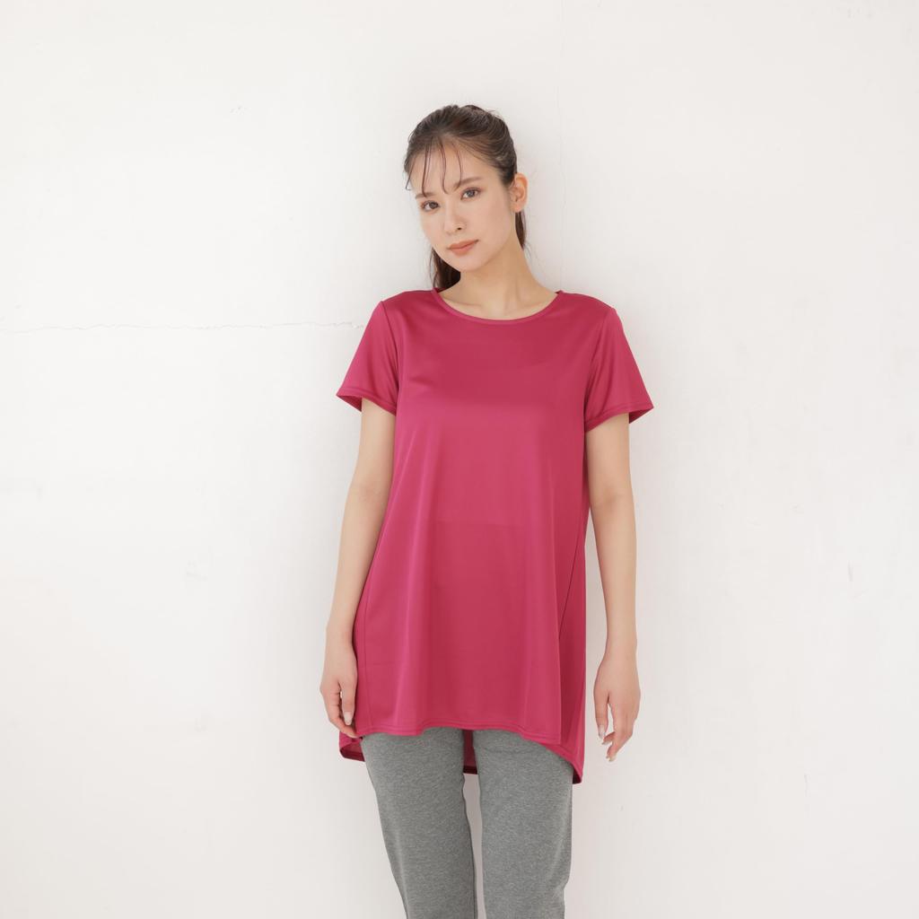 egneL Short Sleeve Yoga Made in with Mesh UV and Fishtail for Sports and Spring and Summer Women's Top, Japan, Fabric, Moisture-Wicking, Quick-Drying,