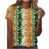 Cuello Redondo de Verano 3D St. Camisetas de Manga Corta Casuales de Moda para Mujer con Estampado Temático Verde del Día de San Patricio