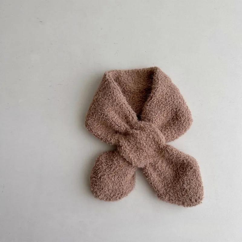 Βρεφική Κασκόλ Χειμωνιάτικη Πλεκτή Βελούδινη Μαλακή Βαμβακερή Μονόχρωμη Ευέλικτη Βρεφική Αντιανεμική Εξωτερικού Χώρου Σταυρωτή Κασκόλ Θερμότερη Κάλυψη Λαιμού