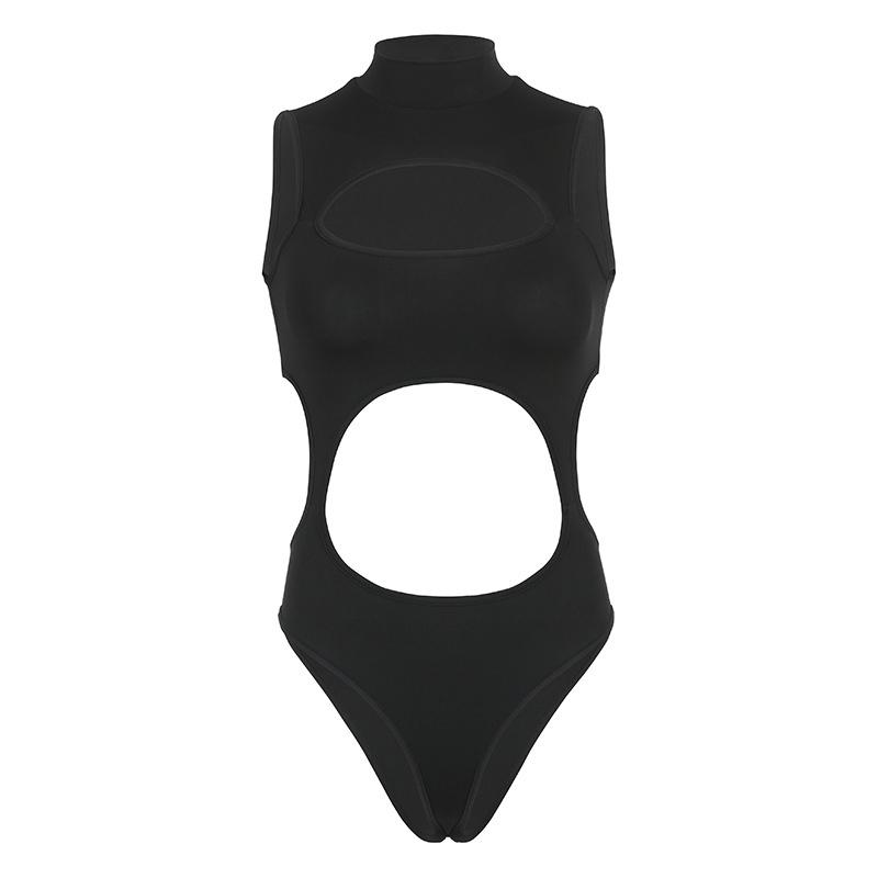 Gothic Techwear Sexy Hollow Out Sleeveless Tank Tops Bodysuit For Women Streetwear Style Backless Playsuit Vest For Women