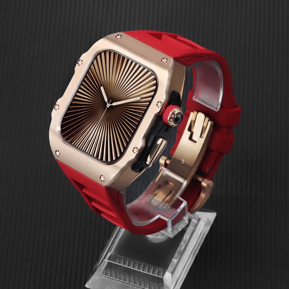 

Набір ремінців з нержавіючої сталі+фторкаучуку для Apple Watch Ultra 3 2 1 49 мм Розкішний комплект для модифікації для iwatch Серії 11 10 46 мм 42 мм Series 11 10 46mm
