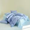 Stripe Bedding Set Plaid Duvet Cover 100% Washed Cotton 4pcs Bedding for Winter Bed with Sheet Pillowcases Home Textiles