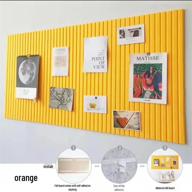 Grooved Felt Wall Sticker Stripes - No-Drill Decorative Panel for Classroom & Living Room.