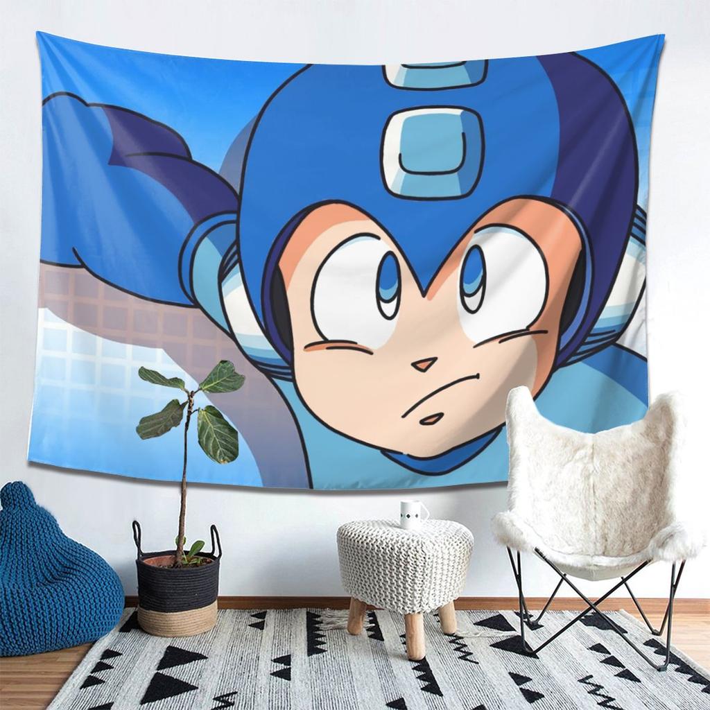 Megaman Video Game Mega Man Tapestry Decoration Art Aesthetic Tapestries for Living Room Bedroom Home Wall Cloth Wall Hanging