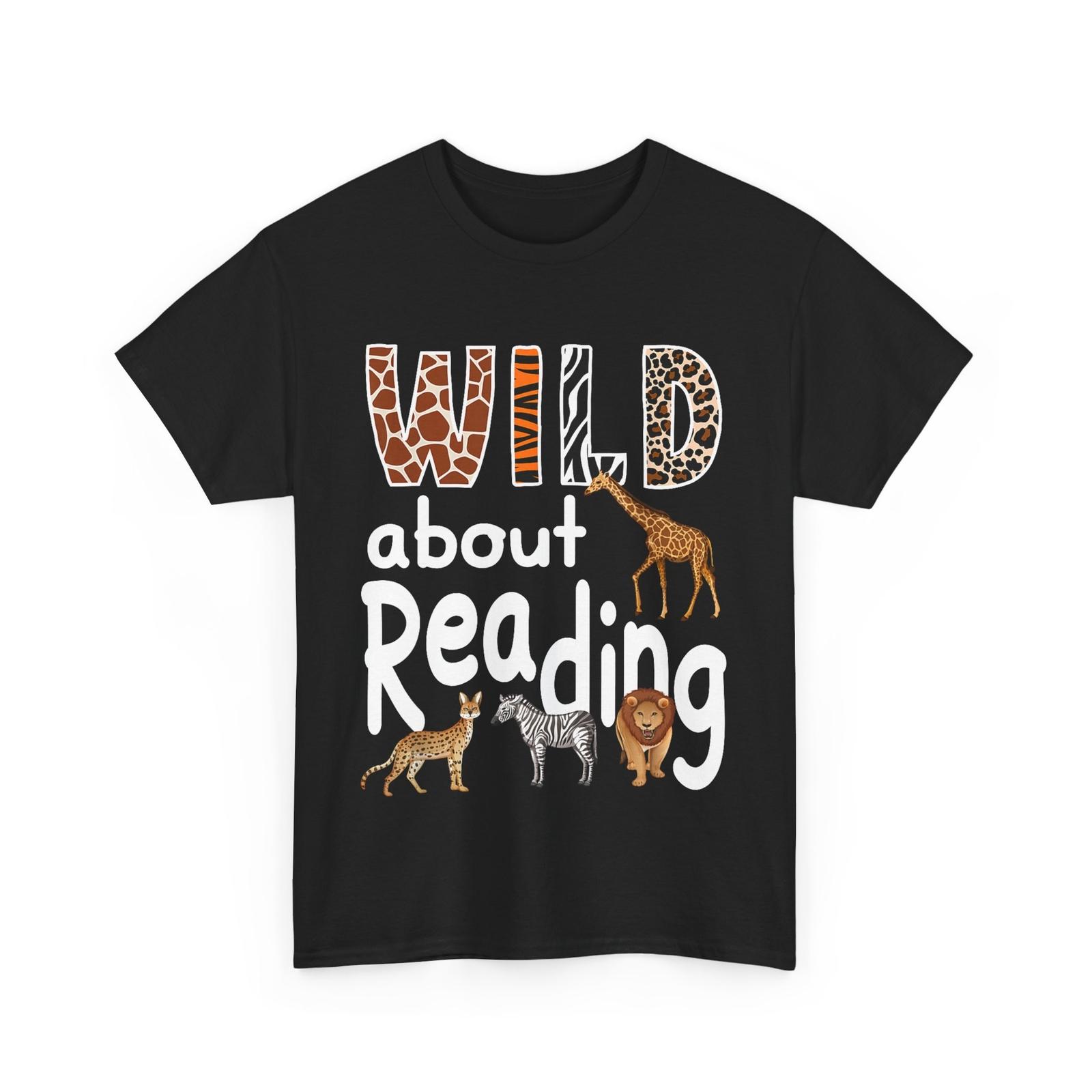 Reader T-Shirt Mens Womens Tees Top, Wild About Reading Books Zoo Animals Lovers Shirt M