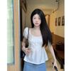 Gentle Style White Short-sleeved Shirt for Women Summer Design Niche Age-reducing Shirt Short Top Trendy