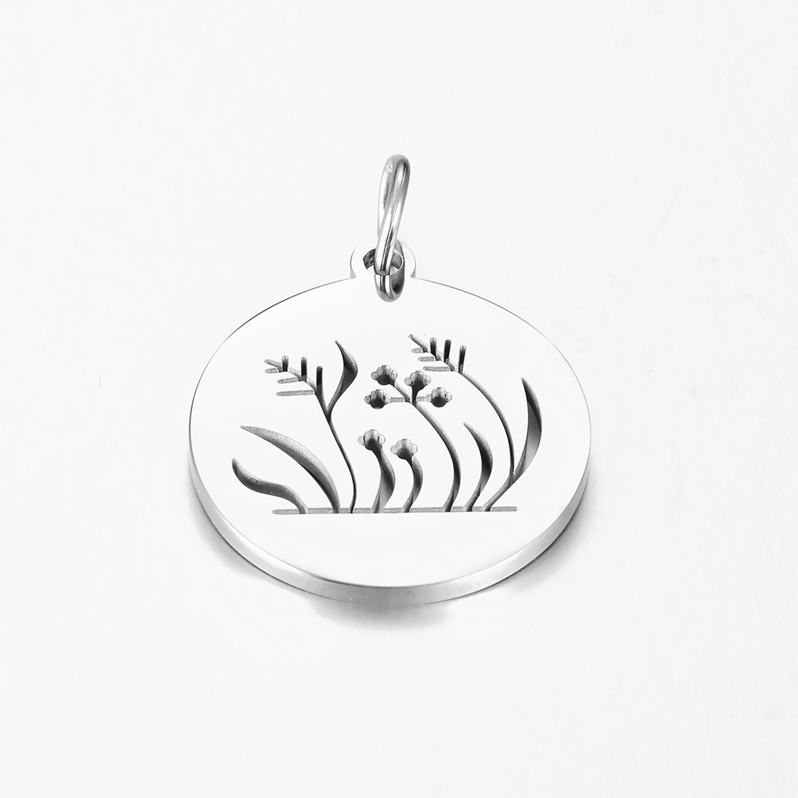 Stainless Steel Hollow Charms Dog Claw Heart Star Flower Grass Polished Small Pendant With Circle Diy Necklace Pendant,1 Piece
