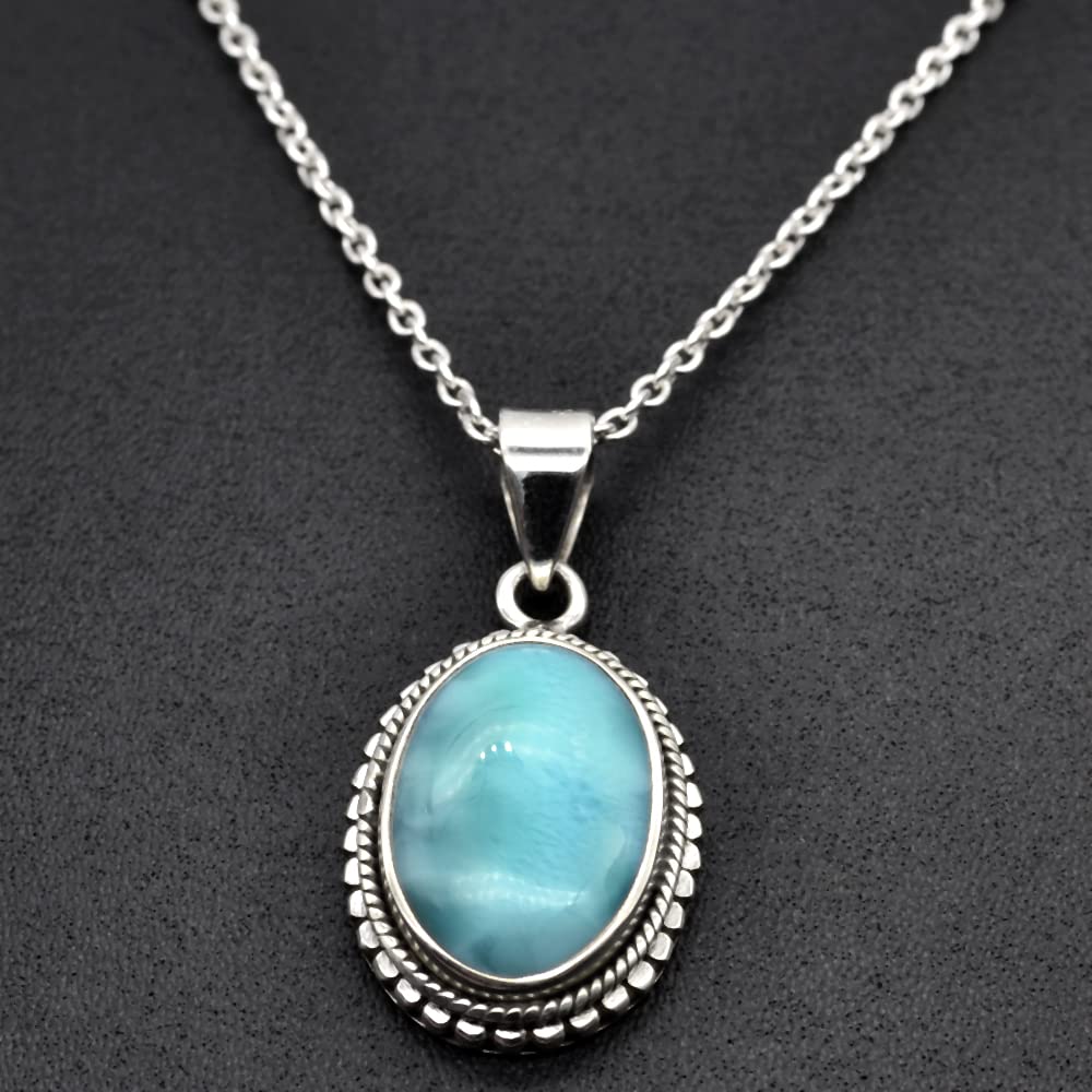 Larimar necklace, Solid 925 silver Necklace, Sterling Silver, Handmade Jewelry, Silver Chain, Boho Necklace, Bridesmaid Gift