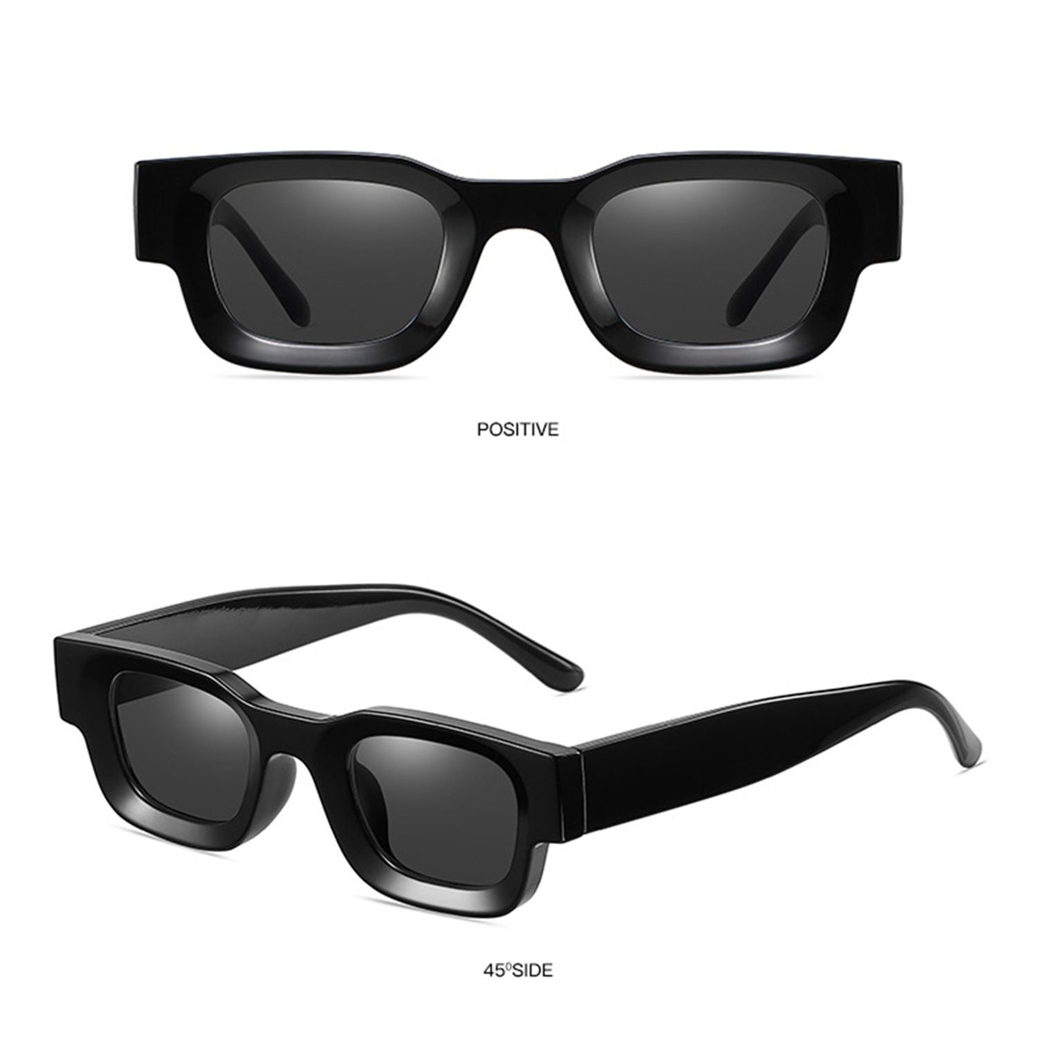 

Трендові квадратні панк сонцезахисні окуляри UV400 для жінок, сонцезахисні окуляри з поляризацією для чоловіків Black/Grey