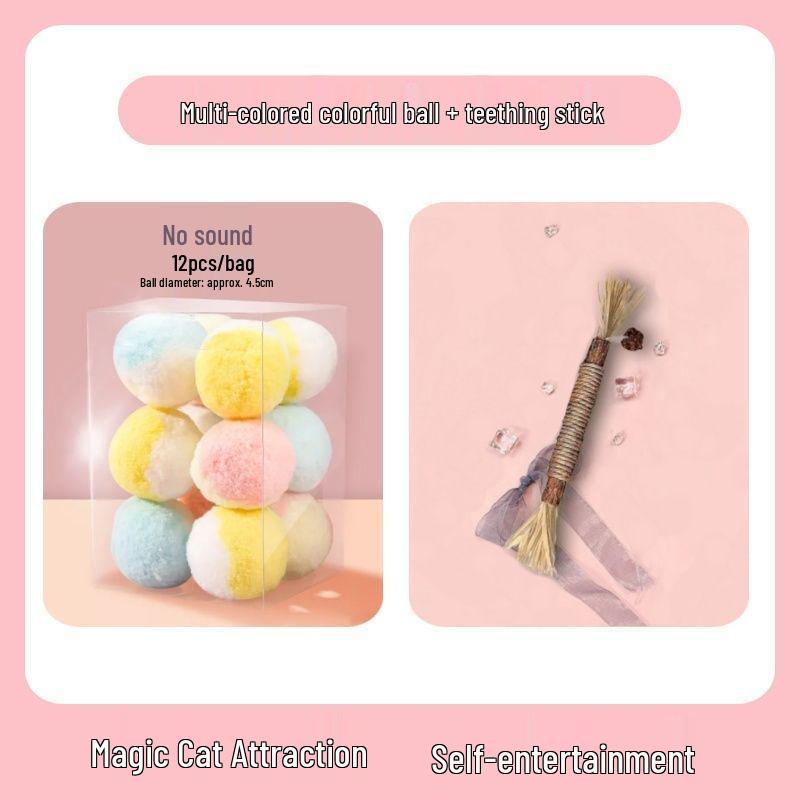 Silent 4cm Pom-Pom Cat Toy Ball – Eco-Friendly and Quiet