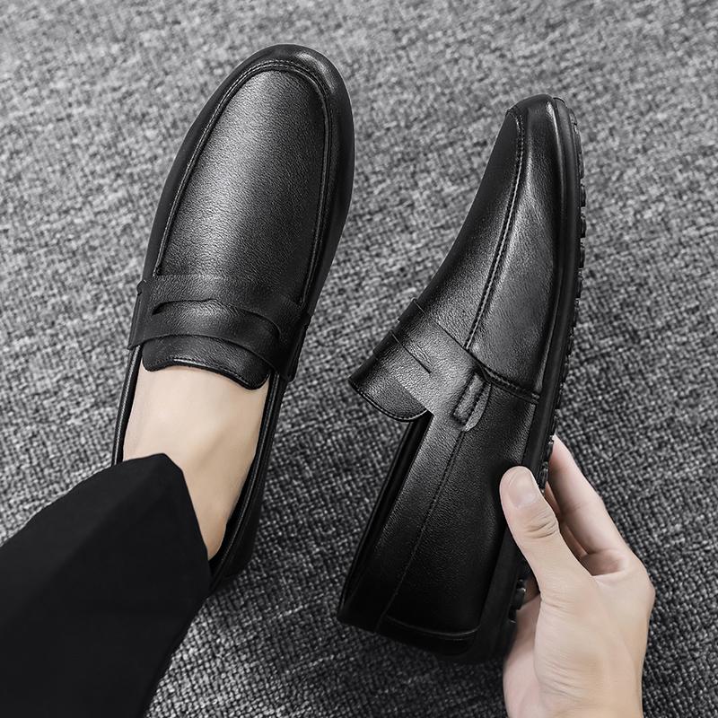 Fashion Leather Men's Shoes Summer New Driving Flat Casual Style Men's Shoes Trendy Fashion Outdoor Lazy Loafers Men's Shoes Dress Luxur