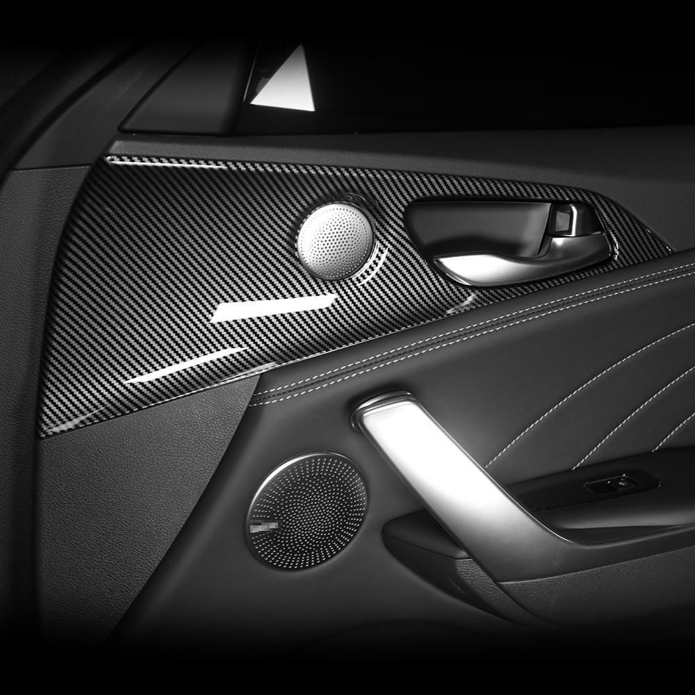 LHD/RHD For Kia Stinger 2018-2023 Carbon Fiber Inner Door Window Lift Button Switch Panel Cover Trim AccessoriesGood product
