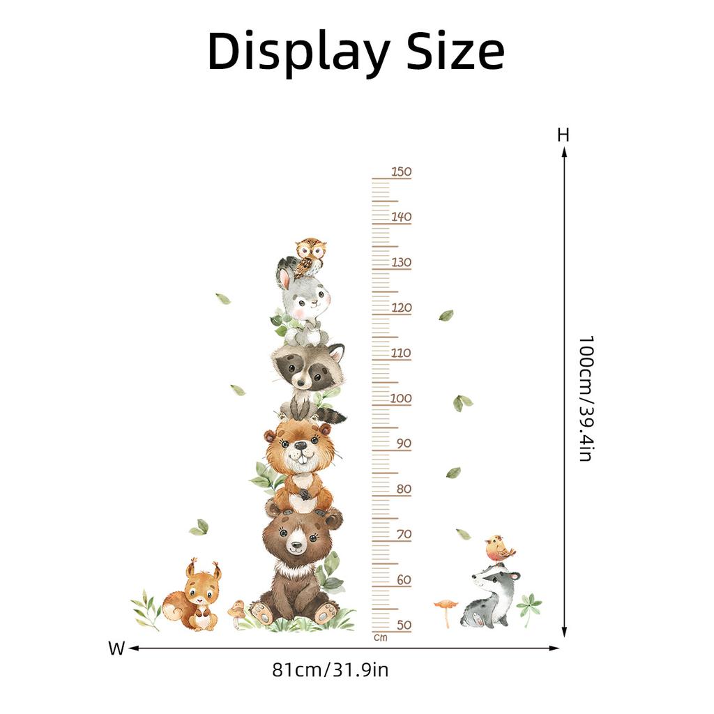 Cute Forest Animals Wall Stickers for Kids Rooms Girls Boys Baby Room Decoration Cartoon Bunny Fox Tree Wallpaper Self-adhesive