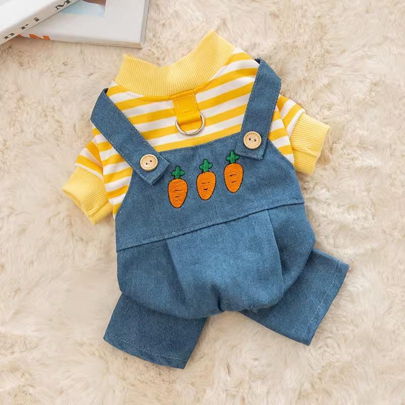 Four Seasons Four-legged Dog Clothing Denim Overalls Bigbear Teddy Small and Medium Puppy Cat Universal Pet Clothing