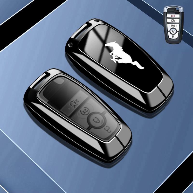 

Ford Mustang Car key bag Compatible With Mustang Smart Car key Zinc Alloy Leather 360° All-round Protection Mustang Keychain