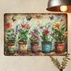 Charming Vintage Garden Metal Sign - Rustic Potted Plants & Colorful Flowers Design, Durable Iron Wall Art for Home Office Decor