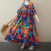 Short Sleeve Plus Size Cotton Vintage Floral New In Dresses for Women Casual Loose Long Summer Dress