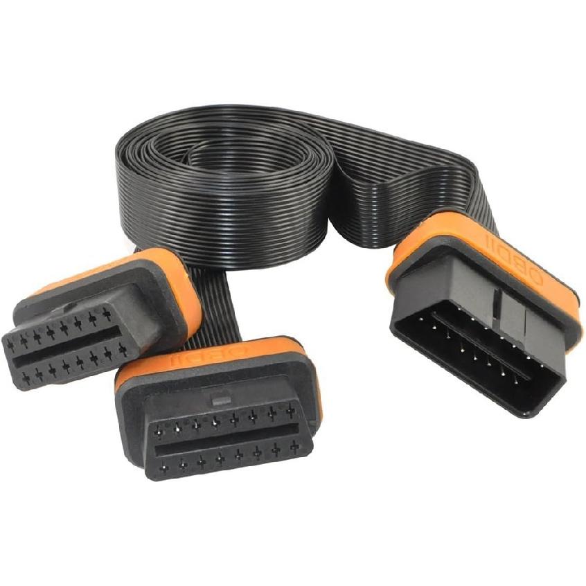 OBD2 Splitter Cable,OBD-II Extension Cable,1 Male to 3 Female Car Diagnostic Extender Cord Adapter,16 Pin Right Angle,1.6ft/50cm
