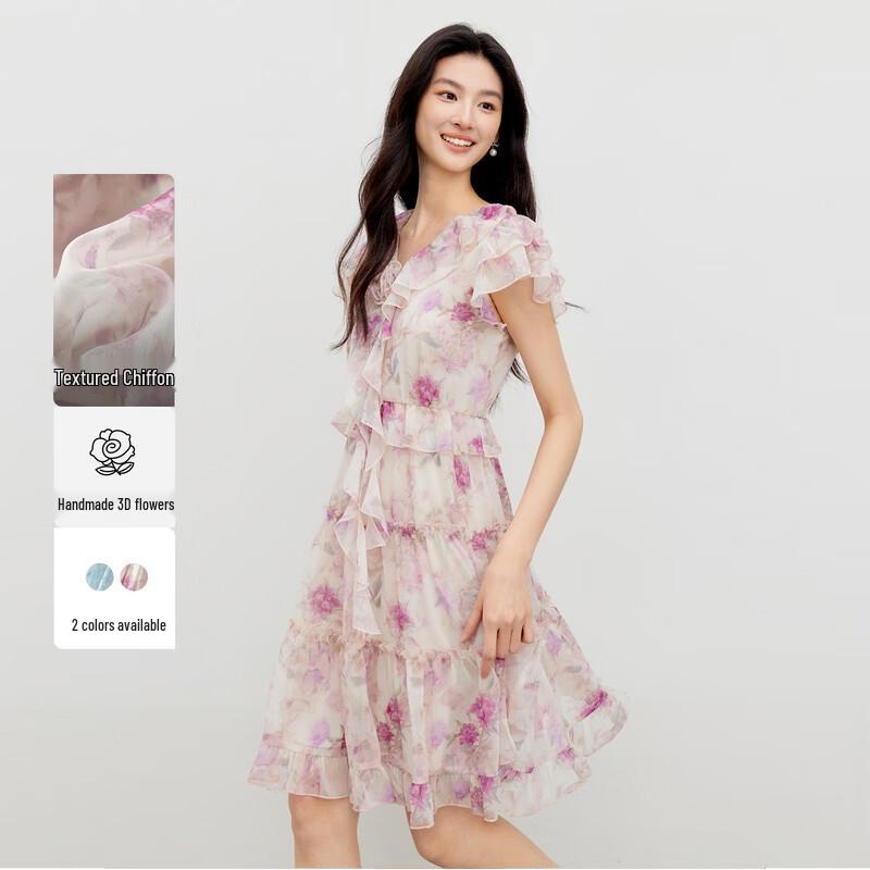 

Women s Floral V-Neck Tiered Dress XL