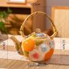 LIU Elegant Beam Handle Ceramic Teapot