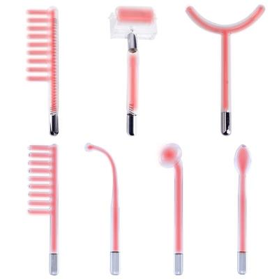 Boquilla de electrodo de seta de neón Facial de alta frecuencia, tubo de conexión, masajeador Facial, luz naranja, cuidado de la piel Facial