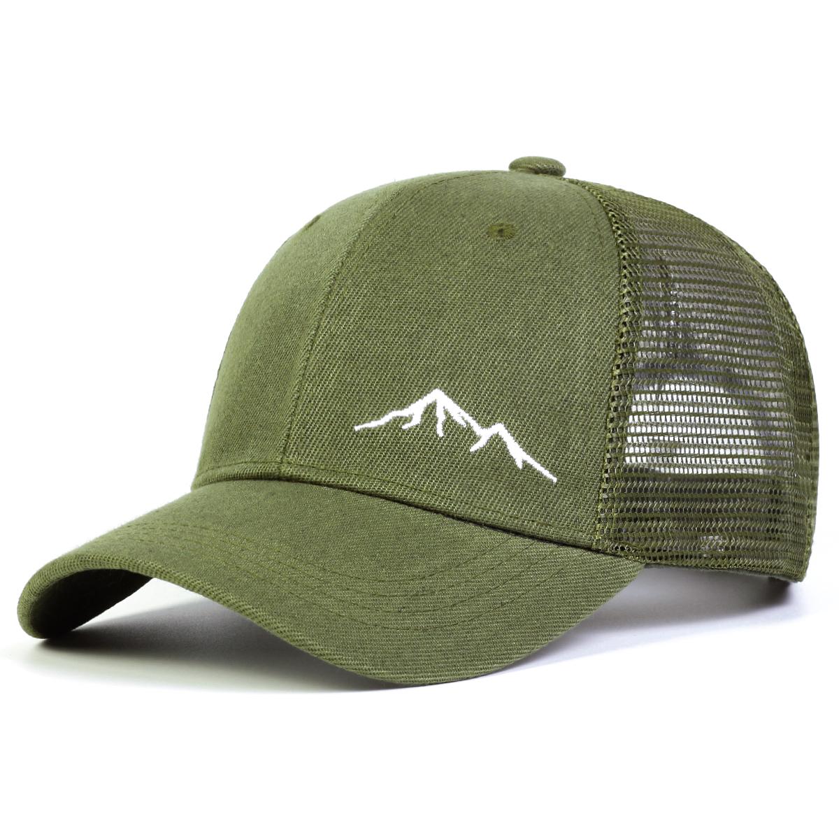 

Модная простая летняя шляпа с вышивкой в виде горного хребта для пары, бейсбольная кепка с сеткой для женщин, кепки от солнца, спортивные шляпы армия зеленый