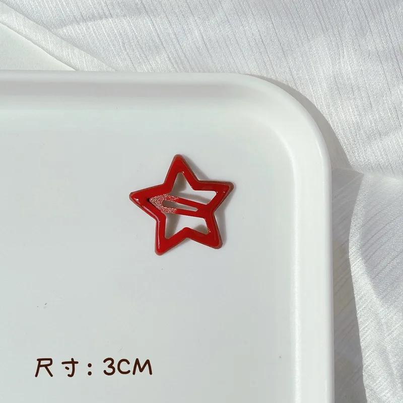 

10 шт. Рождественские новогодние красные звезды заколки-клипсы для девочки, заколки-капли, заколка для волос, женские аксессуары для волос, кавайные BB-клипсы