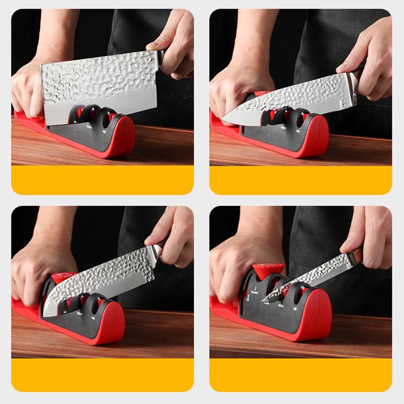 Household 4 In 1 Sharpener Tungsten Steel Knife Sharpener Adjustable Angle Sharpening Stone 4 Stage Sharpener Kitchen Knives