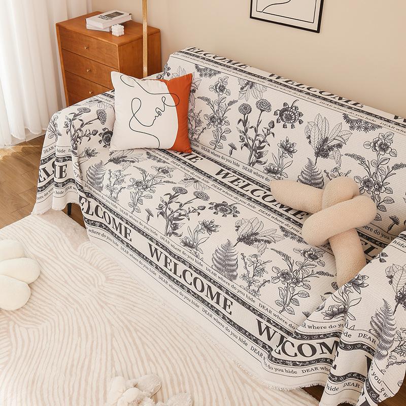 Sofa Cover for All Seasons, Printed Waffle Cushion, Non-slip All-in-one All-inclusive Sofa Cover Cover