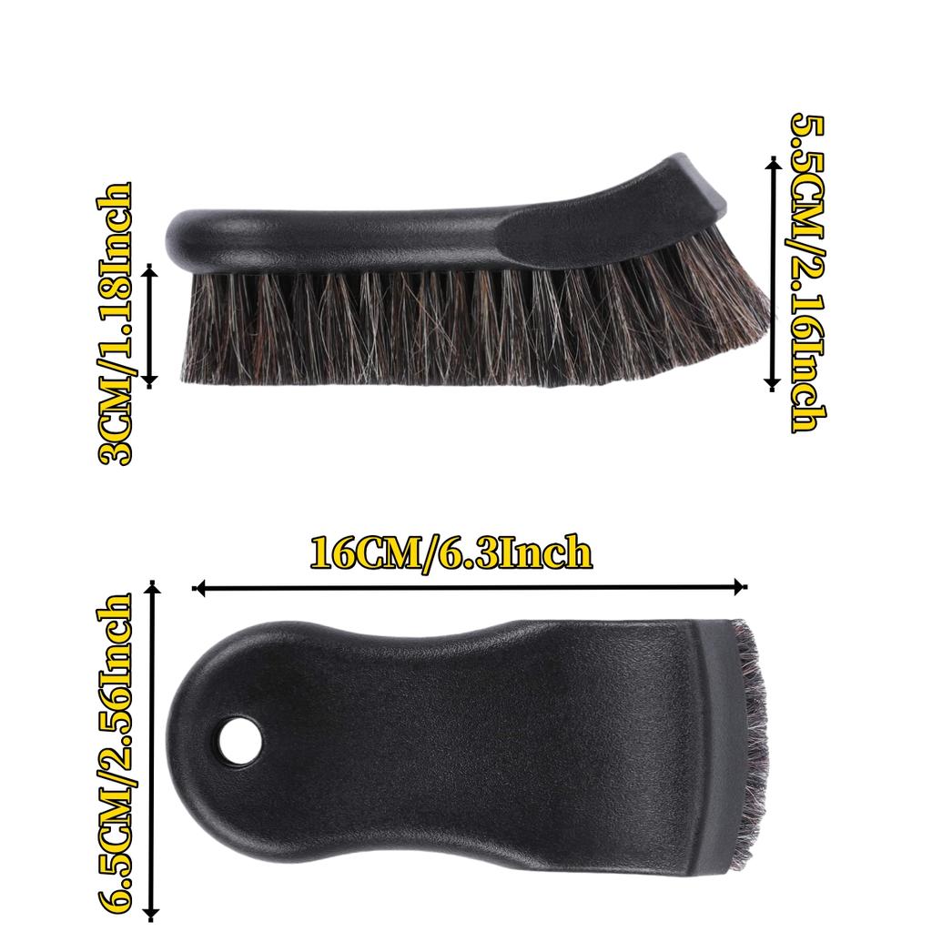 Auto Leather Cleaning Brush Set Genuine Horsehair Detailing Brush Car Detail Clean Tools for Car Leather Fabrics Carpets Etc