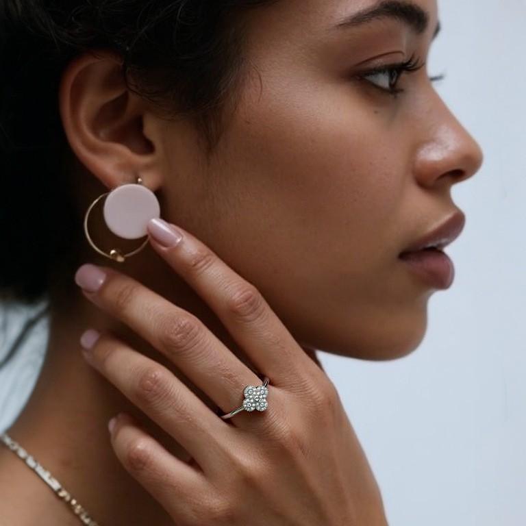 Four-Leaf Clover Diamond Ring: S925 Sterling Silver, Elegant & Versatile Women's Style.