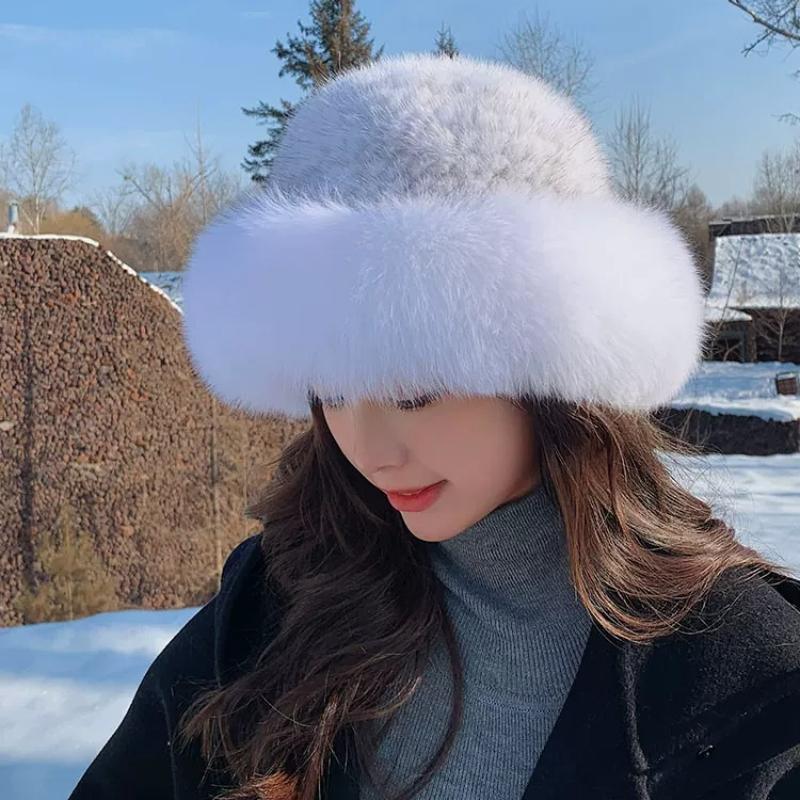 Mink Hair Hat Warm Korean Version Trendy Fashion Autumn and Winter Mink Braided with Fox Fur Fur Hat Women