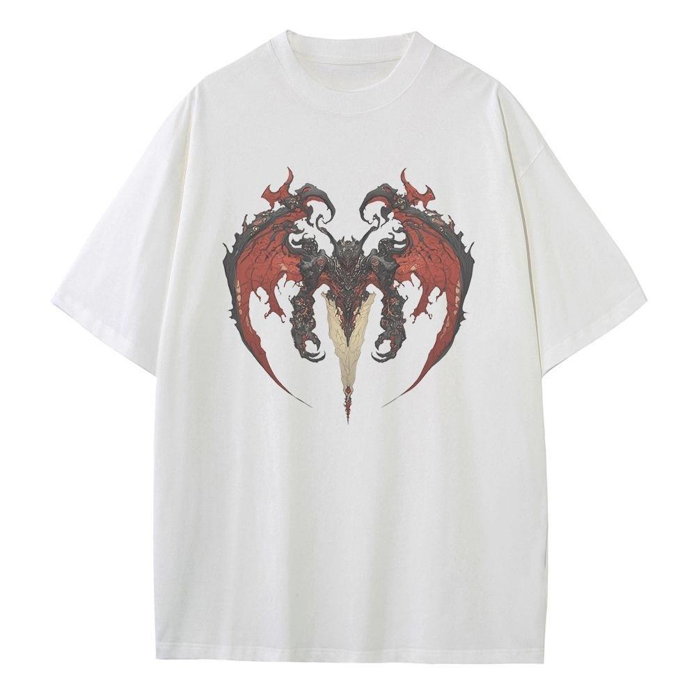 Spring and Summer Cool Printed Monster Heavy Comfortable Men's and Women's T-shirt Cool Cotton Versatile Loose Shirt
