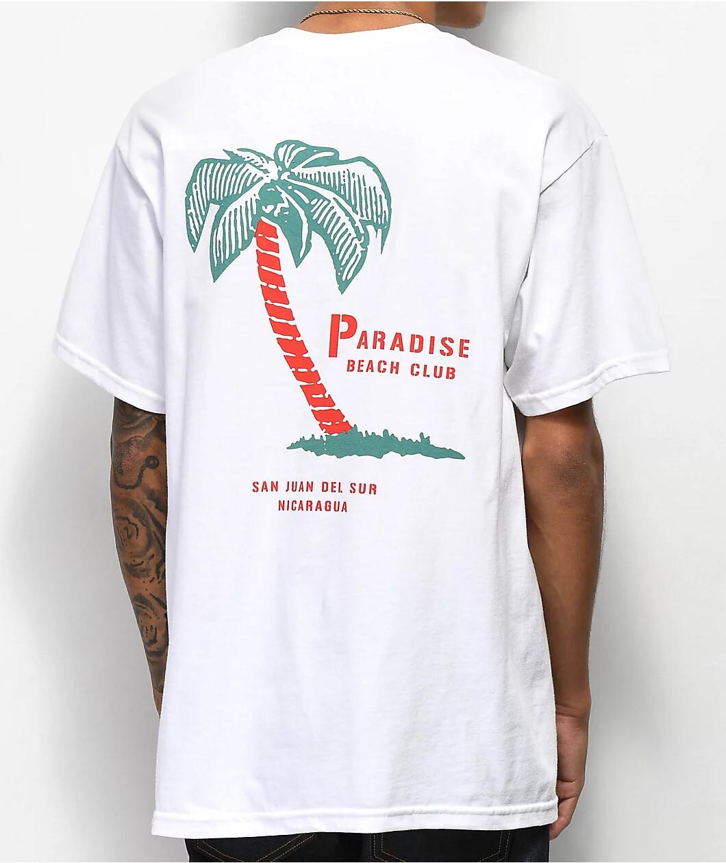 Empyre Mens Paradise Beach Club White Tee Shirt New S M L XL 2XL XXL
